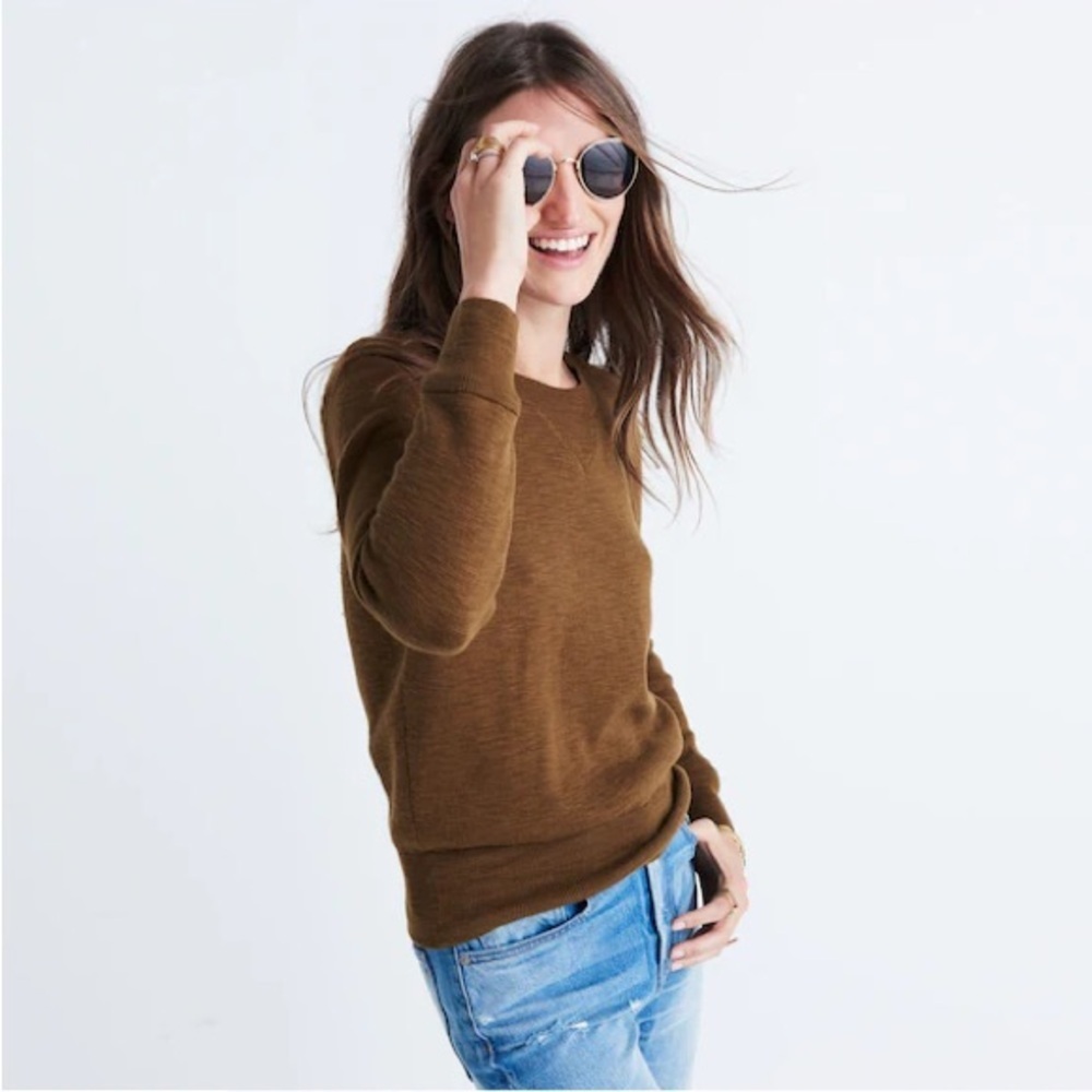 MADEWELL Women’s Milestone V-Neck Pullover Sweater Tan Weathered Olive Size XS - Picture 2 of 12